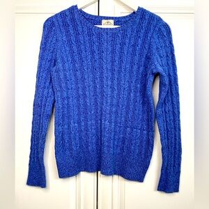 St John’s Bay Sz Medium Blue Crew Neck Cable Knit Sweater Preppy Shirt Top